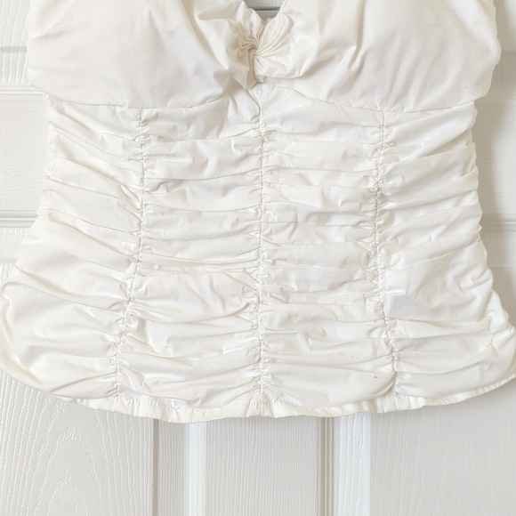 WD.NY Y2K Vintage Classic Ruched Strapless Sweetheart Fitted Tube Top White L - Picture 5 of 10
